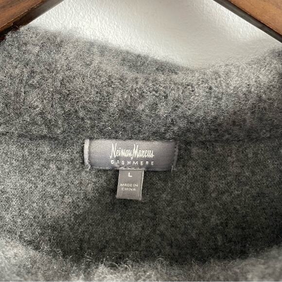 Neiman Marcus | Women’s 100% Cashmere Long Charcoal Grey Cowl Neck Wrap Sweater - Picture 4 of 9
